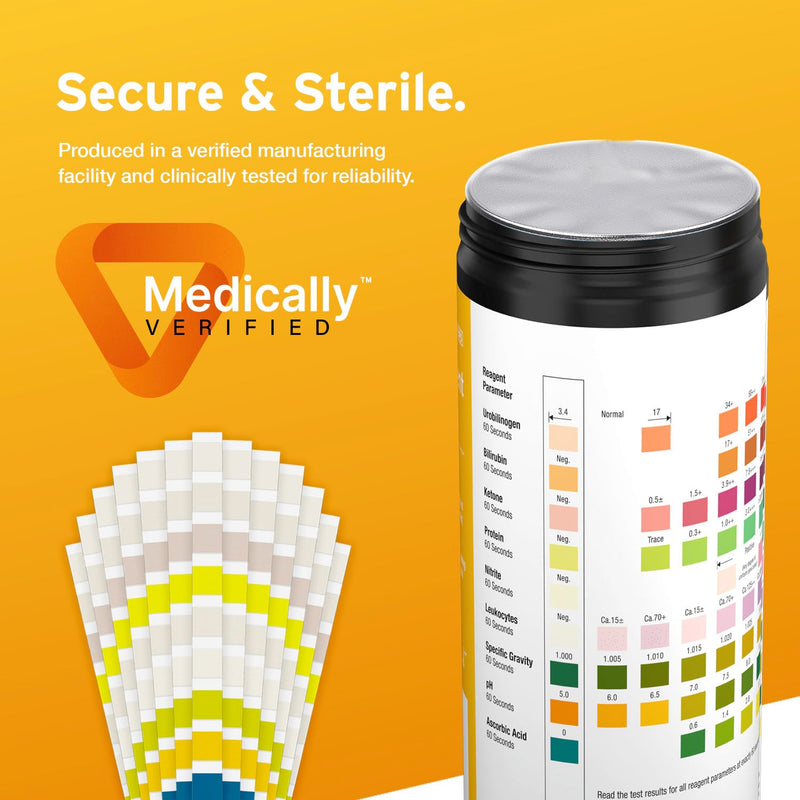 100 x AYDMED 9-in-1 UTI Test Strips | 9 Parameter Urine Test Strips for Leukocytes, Nitrite, Specific Gravity, pH, Protein, Urobilinogen, Bilirubin, Ketone & Ascorbic Acid | FSA & HSA Eligible