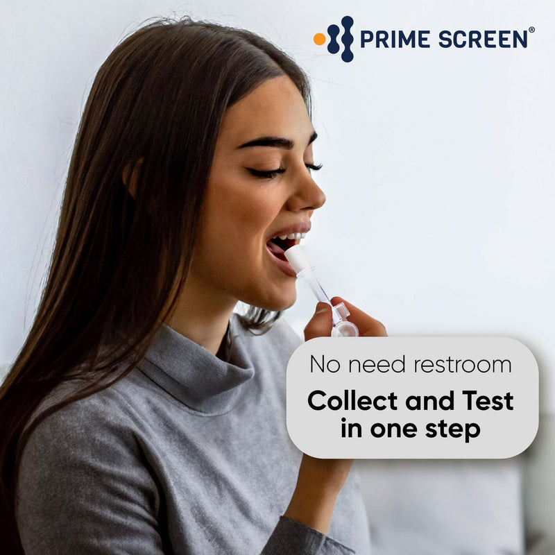 Prime Screen [5 Pack] 10 Panel Saliva Oral Fluid Test Kit, E&I Exempt for Workplace and Insurance Use AMP, BAR, COC, MDMA, MET (Meth), MTD, OPI, OXY, PCP (Phencyclidine), THC (Marijuana) - QODOA-10106 5