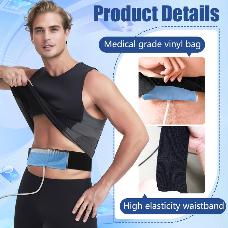Concealed Urine Sample Kit - Adjustable Belt + Temp-Control Bag (2-4oz) & Silicone Funnel (Black, Short) Black - BeesActive Australia