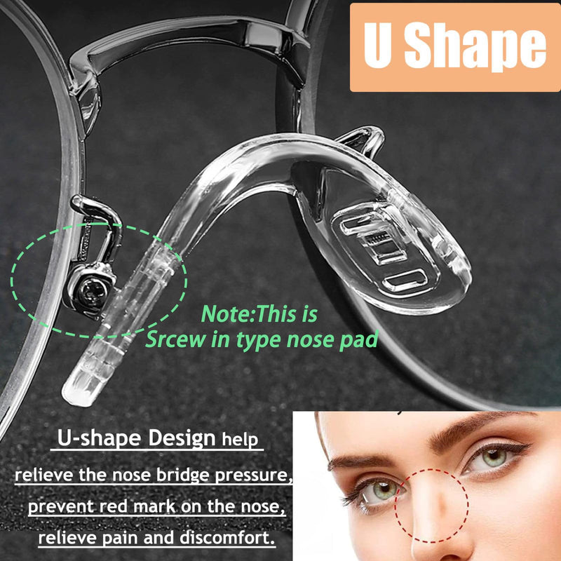 15 pcs,3 sizes Eyeglasses Nose Pads,U Shaped Eyeglasses Nose Pads Screw-in eyeglass nose piece soft silicone nose pad for Eye Glasses Sunglass Eyewear