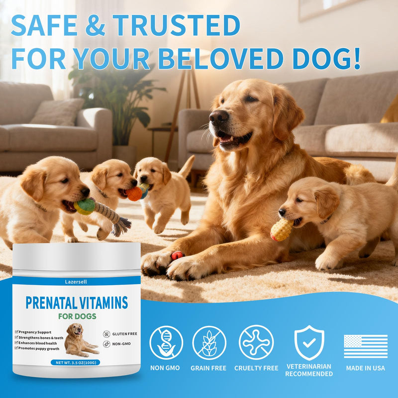 Prenatal Vitamins for Dogs - Aids Healthy Gestation, Puppy Development & Milk Production - Packed with Folic Acid, Calcium, Iron & Key Vitamins - Ideal for Pregnant and Nursing Canines
