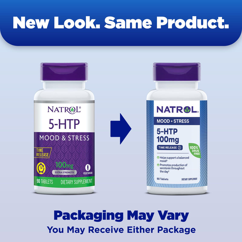 Natrol 5-HTP 100mg, Dietary Supplement Helps Support a Balanced Mood, Mood and Stress Support Supplement, 90 Time Release Tablets, 45-90 Day Supply Unflavored 90 Count (Pack of 1) - BeesActive Australia