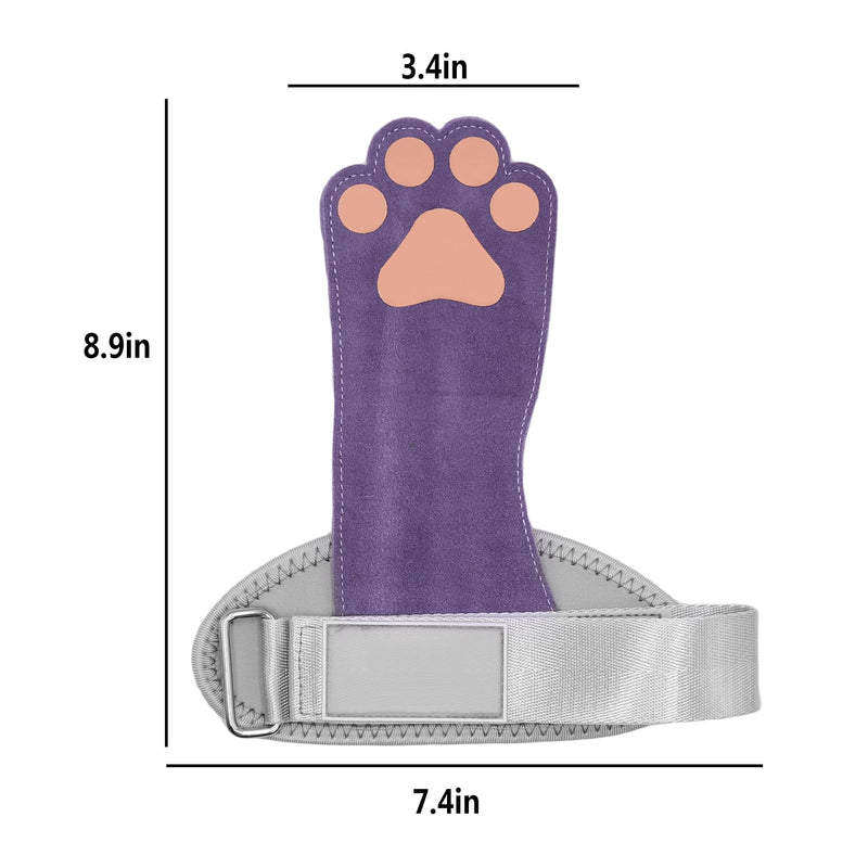 ANKOMINA 1 Pair Leather Dog Paw Fitness Power Strap Wear-Resistant Adjustable Wrist Straps Weight Lifting Hooks for Bodybuilding Equipment Purple