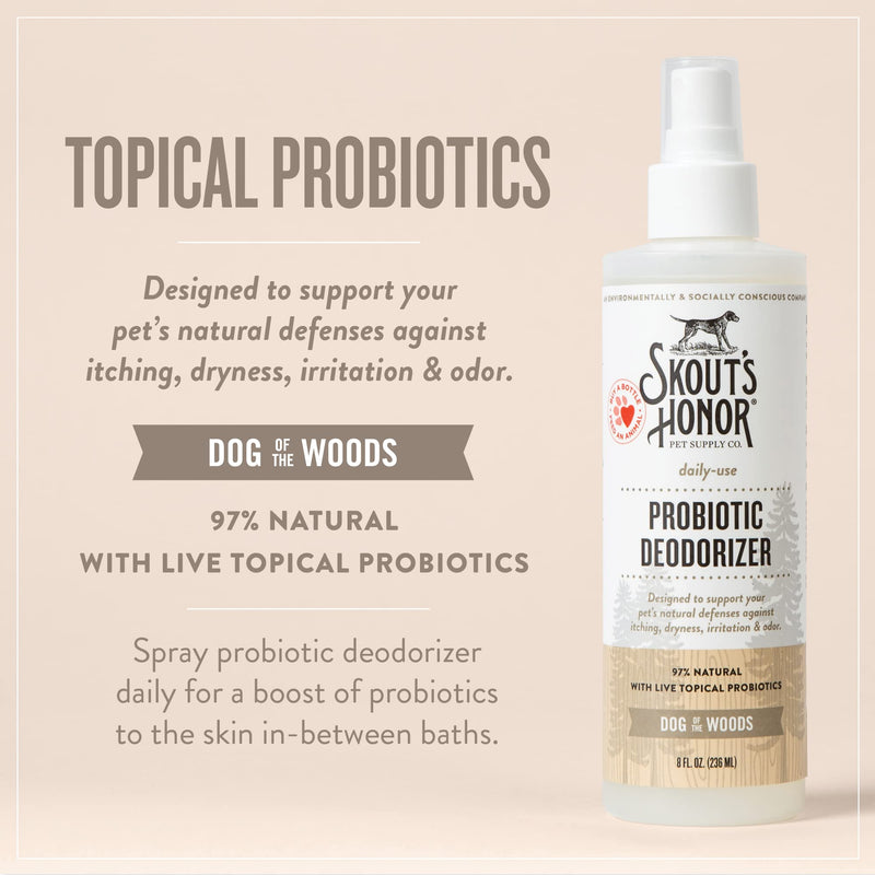 Skout's Honor Pet Deodorizer Spray- Hydrating Daily-Use with Avocado Oil & Omega-3s, Paraben & Sulfate-Free, 97% Natural, 8oz, Dog of The Woods Dog of the Woods - 1-Pack - BeesActive Australia