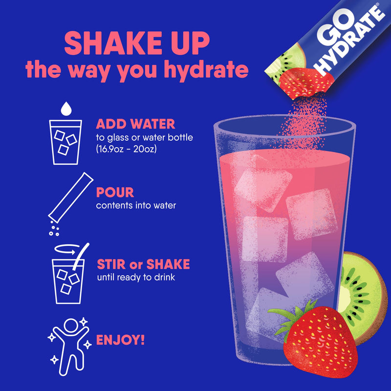 GoHydrate Low Sodium Electrolytes Powder Packets Sugar Free - Instant Hydration Daily Drink Mix - Zero Sugar Water Flavor Packet Singles with Vitamin D - (Variety Pack, 30 Packs) | Instant Hydration Daily Drink Mix; Water Flavor Packet Singles with Vit...