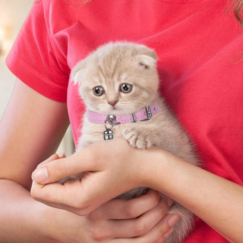 Dog Collars for Small Dogs Collars Chihuahua Puppy Collar Adjustable Pink Dog Collar with Bell Bling Kitten Collar for XXS Xs Small Medium Female Girl Dogs Pet Cat, 3/8 Inch Width - BeesActive Australia