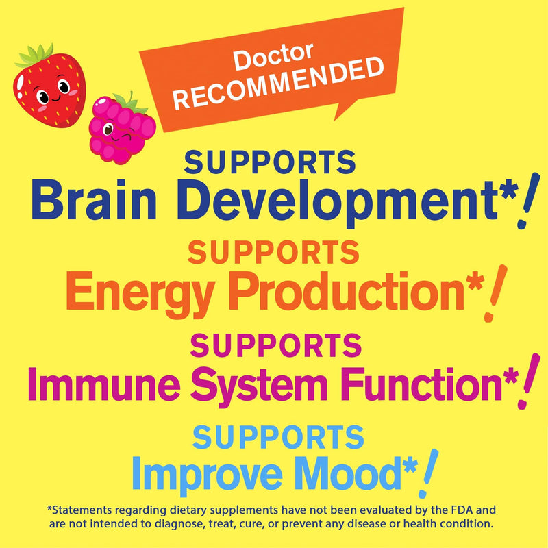 WellYeah Vitamin B12 Gummies for Kids - Boost Energy, Improve Brain Function, and Strengthen Immune System - Non-GMO, Gluten-Free - Great Tasting Berry Flavor - Easy to Chew - 60 Gummies (Pack of 2) 60 Count (Pack of 2)