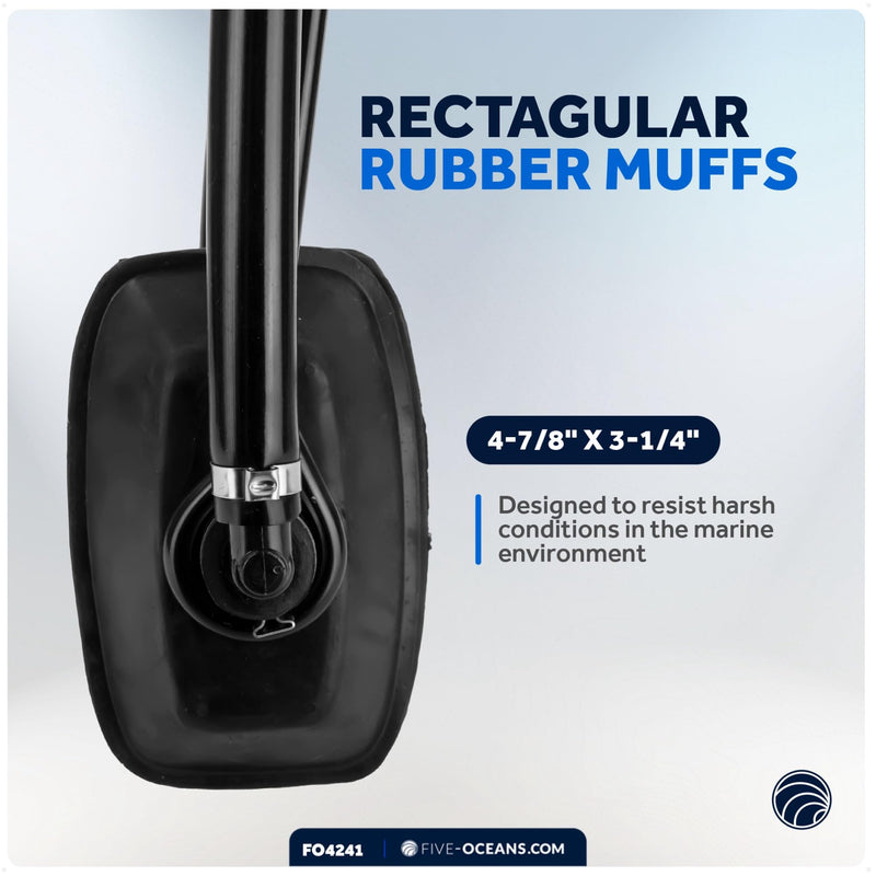 Five Oceans Outboard Motor Muffs, Boat Motor Flusher, Black PVC Marine Grade Muffs, Coated Steel Bracket, Includes Garden Hose Connector & Quick Connect Adapter Dual-Feed Rectangular Muffs - BeesActive Australia