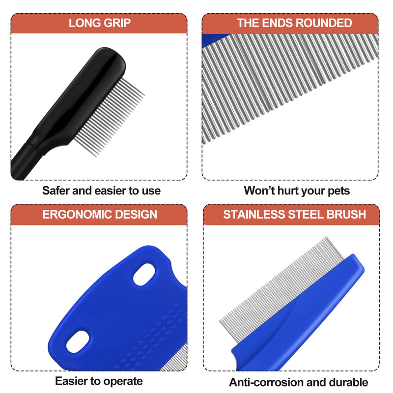 5 Pieces Dog Eye Combs Tear Stain Remover Combs Pet Grooming Comb for Small Dogs Gently Removing Eye Mucus and Crust (Blue, Black) Blue, Black - BeesActive Australia