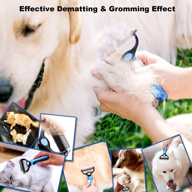 Dog Brush for Shedding, Sebtle Double Sided Undercoat Rake Comb for Dogs and Cats, Pet Grooming Brush for Small, Medium Dogs and Cats,Furminator Tool Remove 98% Mats, Tangles Blue - BeesActive Australia