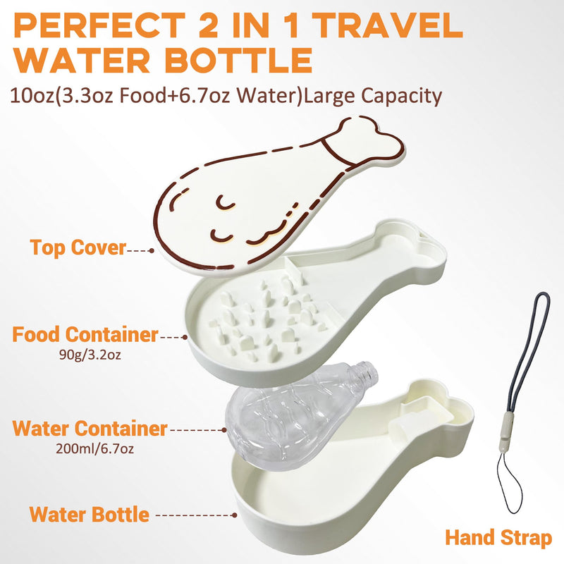 Dog Water Bottle with Drinking Cup and Food Container,Maklavel 2 in 1 Portable Pet Water Dispenser Feeder,Leakproof Travel Dog Water and Food Bowl Suitable for Pets Cats and Puppies (White, 10 Oz) White - BeesActive Australia