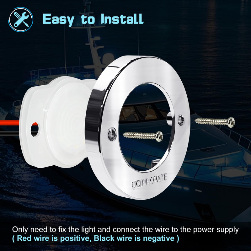 UCINNOVATE 8Pcs 3.15”Round LED Marine Light with sliver housing, Navigation Boat Lights, LEDs Boat Interior Light, Deck Courtesy Lighting IP65 Waterproof, LED Marine Stern Lights, 12-24V (Blue) 8PCS-3.15INCH Blue (Silver housing)