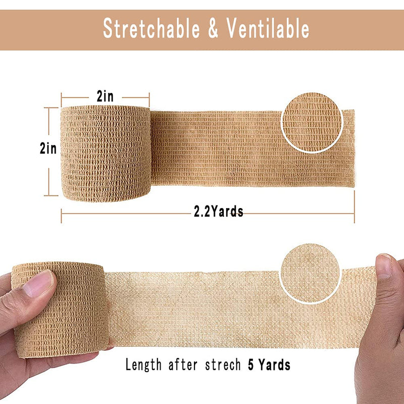 [12 Pack-2" x5Yards] MINGYUE Self Adhesive Bandage Wrap,Athletic Tape,Sports Tape,Wrist and Ankle Wrap Tape,Cohesive Bandage for Vet Wrap(12 Colors) 12rolls 12 Colors - BeesActive Australia