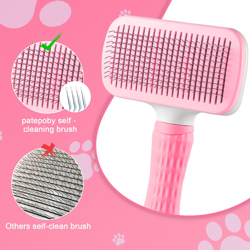 Pet brush，cat brush with release button，dog brush， for grooming Remove loose hair and prevent tangling,fine needle（Pink） - BeesActive Australia