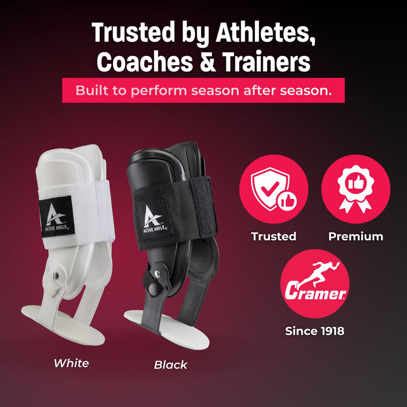 Active Ankle T2 Ankle Brace, Medium, Black, Rigid Support for Men 7-10 & Women 8-11 Shoe Size, Adjustable Brace for Sprained Ankle, Volleyball & Cheerleading, Lightweight EVA Padding, Fits Left or Right Foot - BeesActive Australia