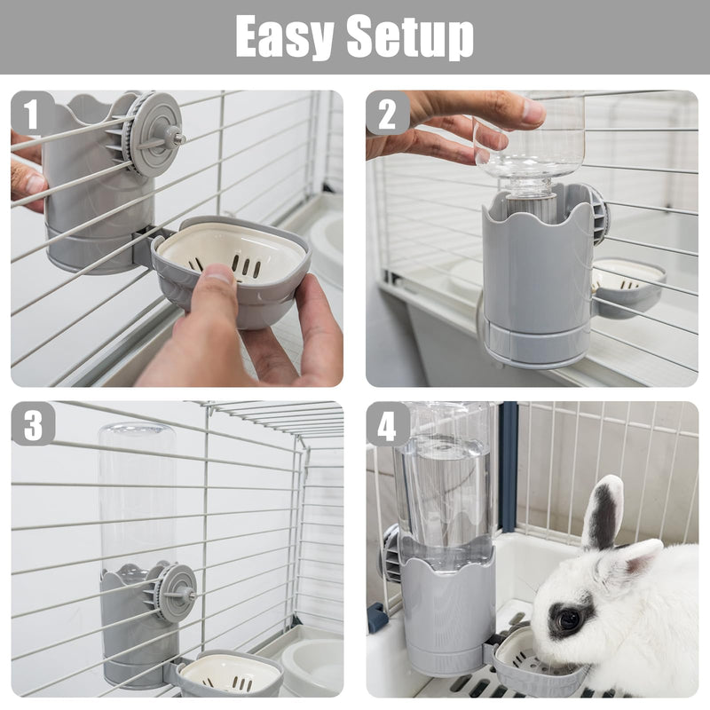 Pet Water Bottle for Cage Crate 17oz Rabbit Water Bottles Non-Drip Automatic Kettle Small Animal Water Bottle for Bunny Chinchilla Hedgehog Squirrel Ferret (Gray) Grey - BeesActive Australia