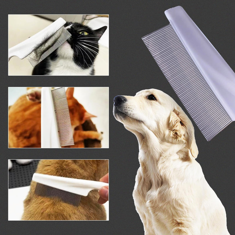 Flea Comb for Cats Dogs Flea Comb for Long Hair, Pet Comb Grooming Comb for Removing Fleas, Ticks, Tear Stains, Dandruff (White) White - BeesActive Australia