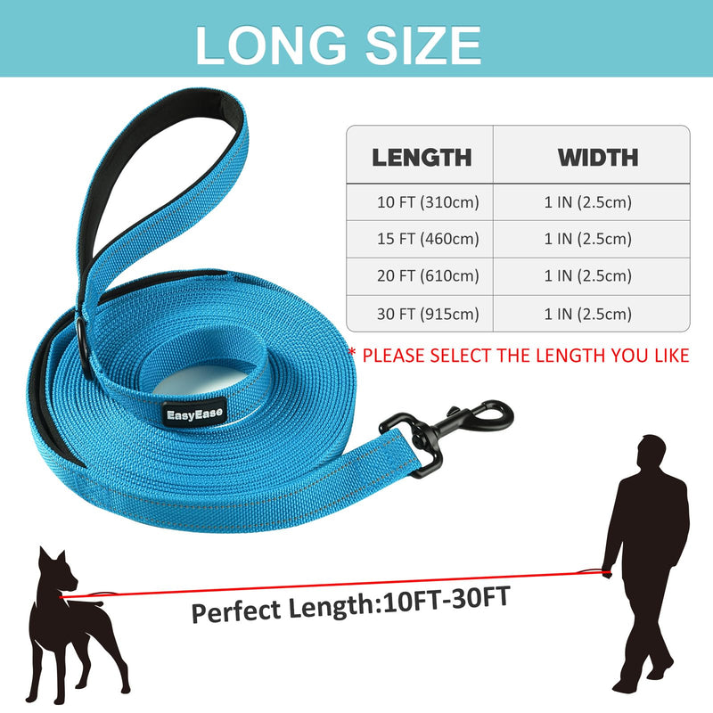 10FT Long Dog Leash with 2 Comfortable Soft Padded Handles Blue Reflective Heavy Duty Pet Dog Training and Walking Leashes Durable Dog Training Lead & Traffic Handle for Large Medium and Small Dogs 10FT - BeesActive Australia