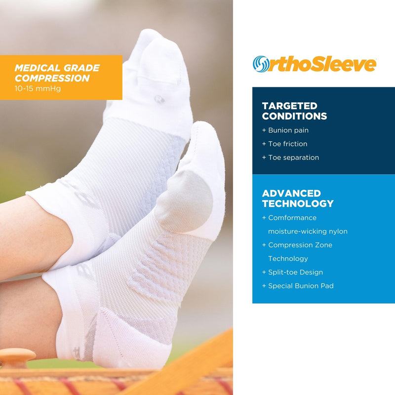 OrthoSleeve Bunion Relief Socks, Patented Split-Toe Design, Cushioned Bunion Socks For Women & Men, Toe Separator to Relieve Pain & Reduce Friction Medium (1 Pair) Black - BeesActive Australia
