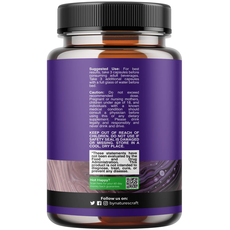 Nighttime Liver Detox & Hydration Pills - Pre and Post Drinking Recovery Liver Support Supplement for Better Mornings with DHM Dihydromyricetin Milk Thistle Extract and Electrolytes - 60 Count 60 Count (Pack of 1)