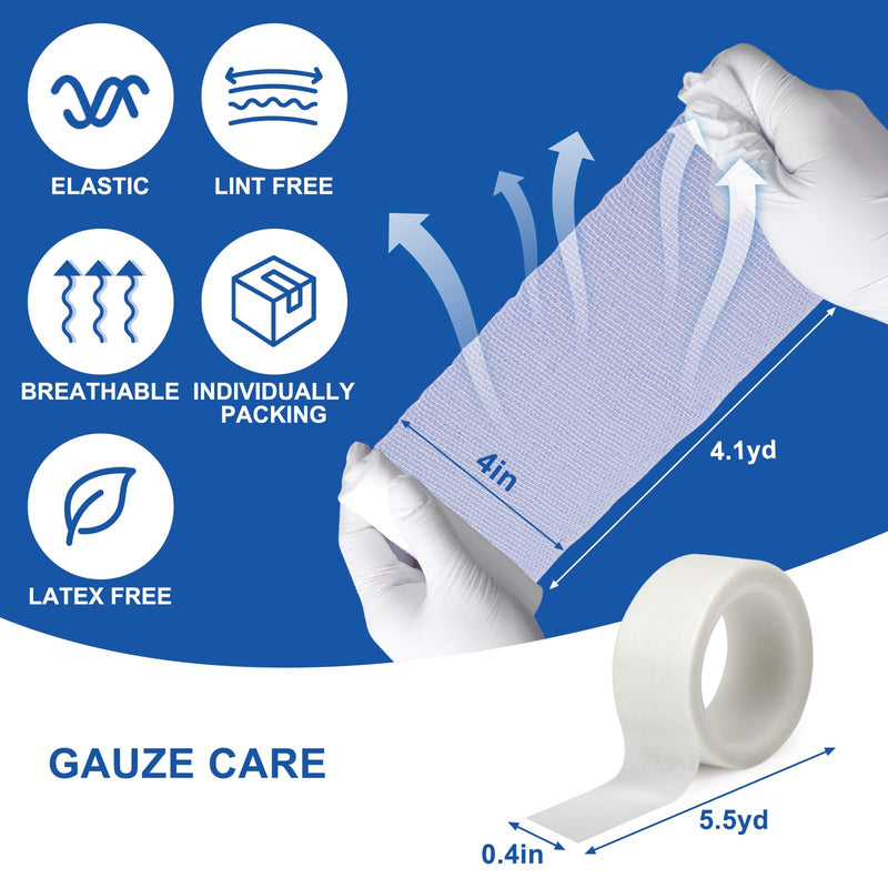 30 Pack Gauze Rolls Bandages, 4 in x 4.1 Yards, Individually Wrapped Breathable Rolled Gauze, Mummy Wraps, Premium First Aid Supplies & Medical Supplies for Wounds Pack of 30 - BeesActive Australia