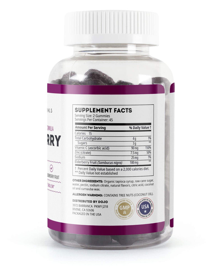 Kate Naturals Elderberry Gummies with Vitamin C and Zinc for Adults & Kids. Tasty Sambucus Elderberry Gummies for Immune Support (90 Gummies, 45 Day Supply) | Sambucus Elderberry Gummy with Vitamin C and Zinc for Immune Support, Tasty for Adults & Kids