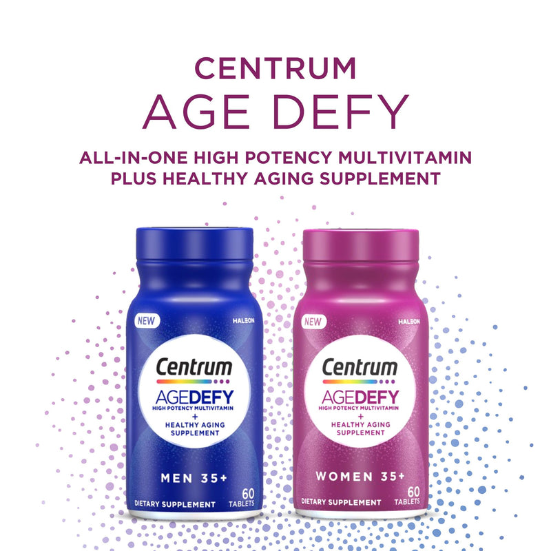 Centrum Age Defy for Women 35 and Over, 60 Tablets | High-Potency Multivitamin and Healthy Aging Supplement ,Multivitamin with Resveratrol, and Niacin for NAD+ Level Support