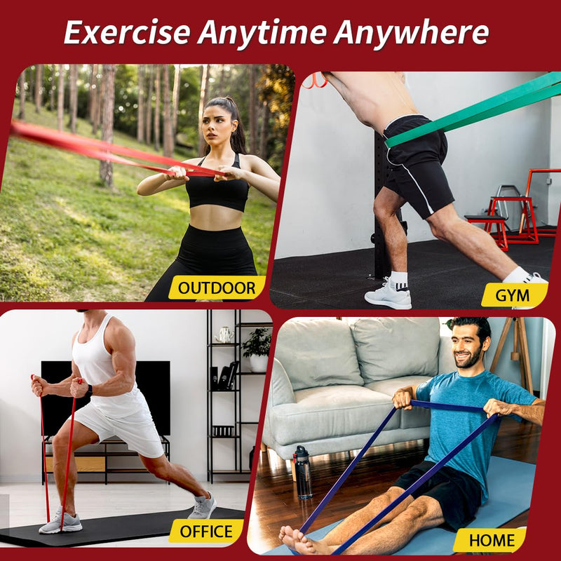 WHATAFIT Resistance Bands, Pull Up Assistance Bands, Exercise Bands, Workout Bands Set for Men and Women Home Fitness, Body Stretching, Strength Training, Physical Therapy 5-85LBS COLORFUL - BeesActive Australia