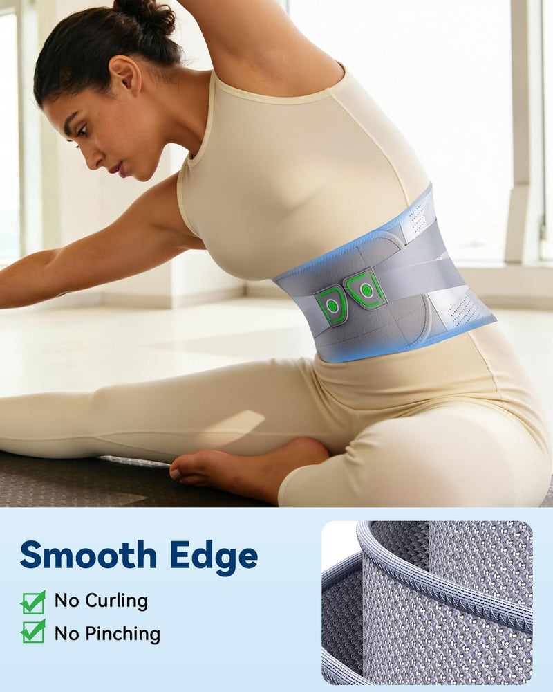 Medical-Grade Back Brace for Women Lower Back Pain Relief [Ultra Breathable & Stronger Support] Back Support Brace with Adjustable Strap System - Back Support Belt for Herniated Disc, Sciatica, Arthritis,Scoliosis Gray Large