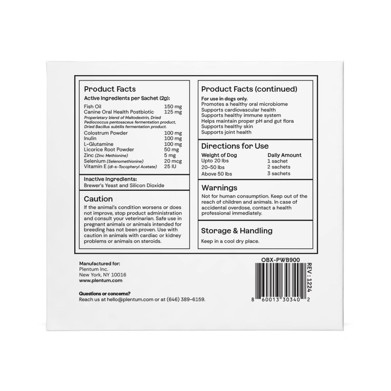 Daily Probiotic + Prebiotic + Postbiotic Dog Supplement Powder | 12-in-1 Gut, Joints, Allergy, Immunity, Calming & Oral Health | Human-Grade, No Artificial Flavors, No Fillers - 30 Sachets