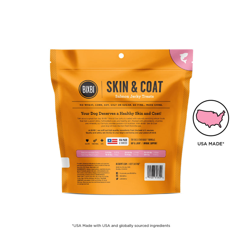 BIXBI Skin & Coat Support Salmon Jerky Dog Treats, 10 oz - USA Made Grain Free Dog Treats - Antioxidant Rich to Support Shiny, Full Bodied Coats - High in Protein, Whole Food Nutrition, No Fillers 10 Ounce (Pack of 1) - PawsPlanet Australia