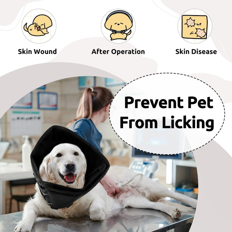 PUZAUKAL Neck brace dog leak protection, soft protective collar dog, breathable dog collar, adjustable Velcro fastener, dog collar after surgery, prevents licking of wounds, black (L) L - BeesActive Australia
