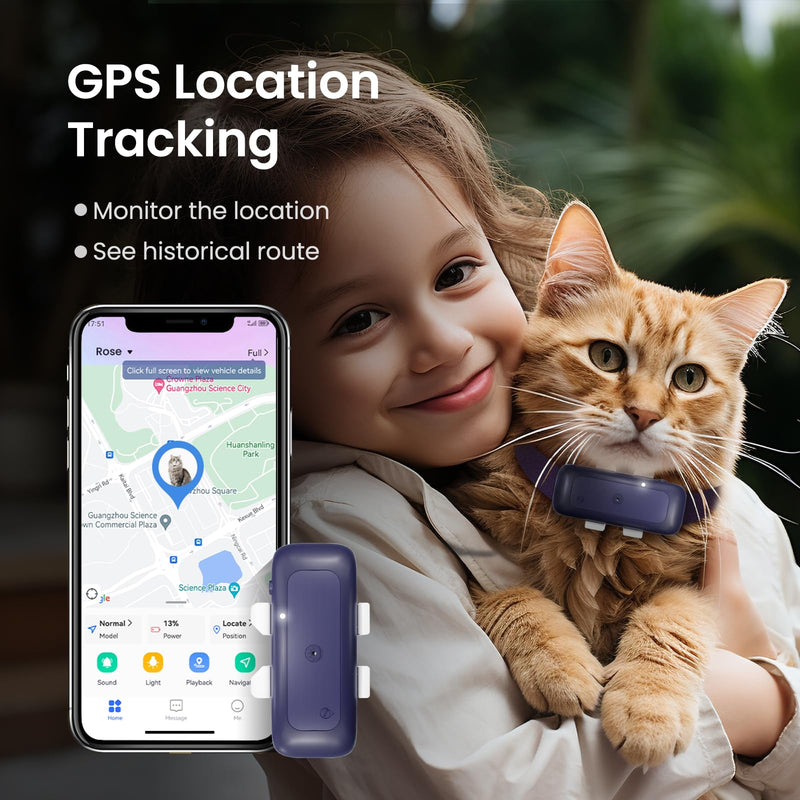 P1 GPS Dog Cat(6.5 lbs+) Tracker - Pet GPS Location Tracker for Anti Lost No Distance Limited, Waterproof, Real Time Tracking & Smart Activity, Fit All Pet Collars, Blue - BeesActive Australia