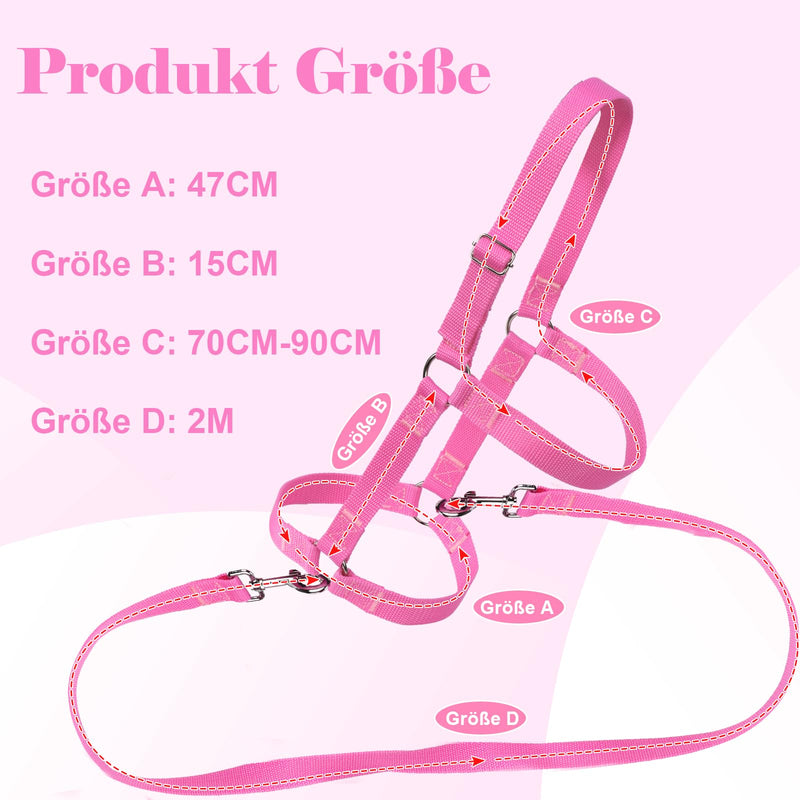 Wooden Horse Accessories Snaffle Bridle Pink Bitless Bridle Wooden Horse Halter with Adjustable Headpiece Bridle Mini Shetty Halter Halter for Garden Horse for Wooden Horse Toy Horses (Large) - BeesActive Australia