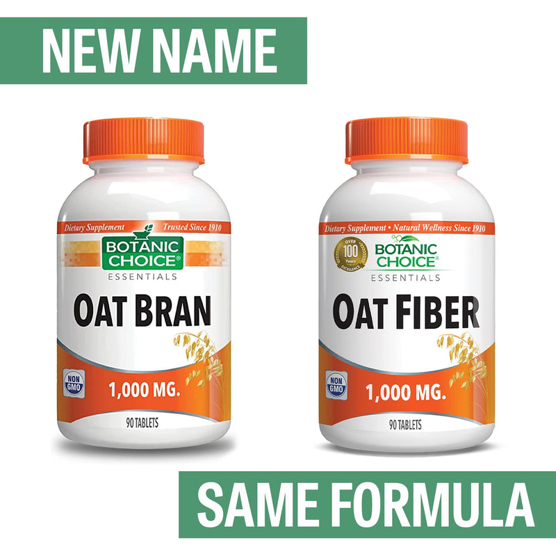 Botanic Choice Oat Fiber 1000mg 90 Tablets Digestive Support Regularity | Natural Dietary Supplement for Women and Men; Easy-to-Swallow Daily Formula That Helps Maintain Gut Health and Comfort 90 Count (Pack of 1)