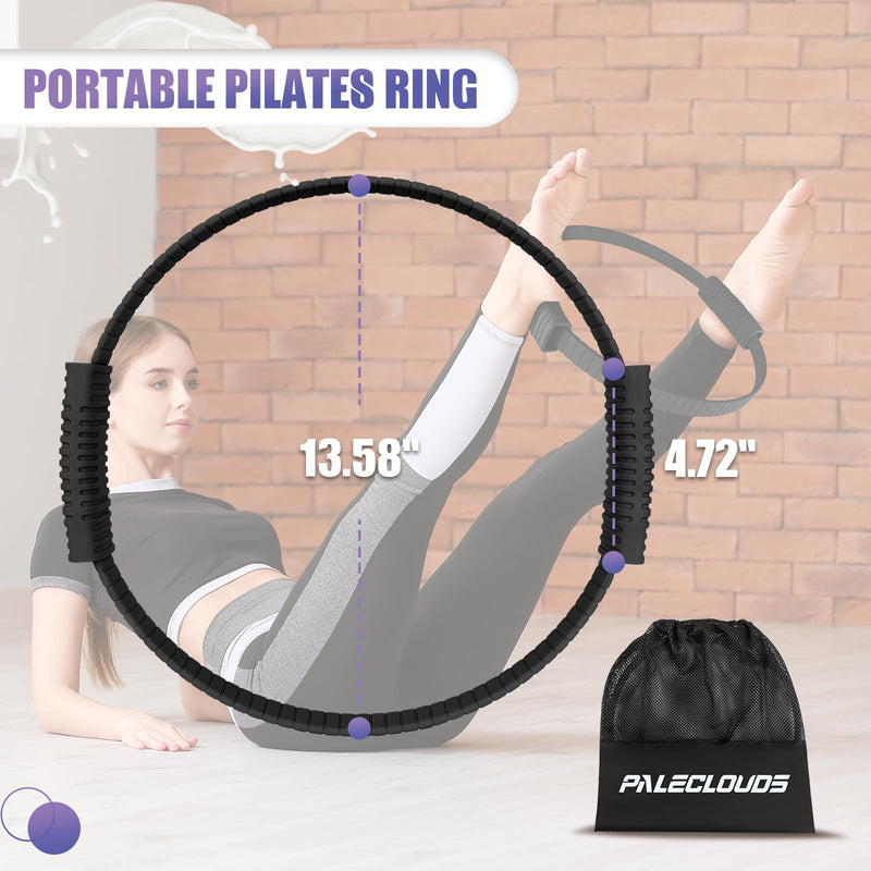 Pilates Ring, 13.5"/12" Silicone Magic Circle with Training Poster & Portable Bag, Pilates Ring Circle for Inner Thigh Workout, Yoga, Lose Weight & Physical Therapy for Women 13.5" Black