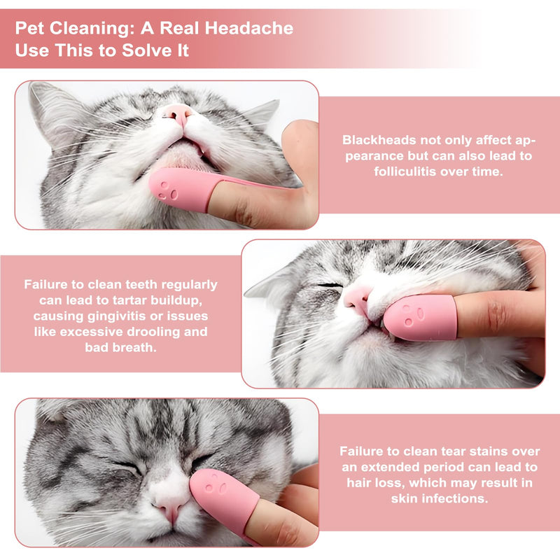 4Pcs Silicone Cat Chin Brush, Cat Chin Scrubber for Cats Chins Cleaner, Soft Pet Finger Toothbrush Dental Care for Cats Dog Puppies(Purple, Green, Fuchsia, Pink)
