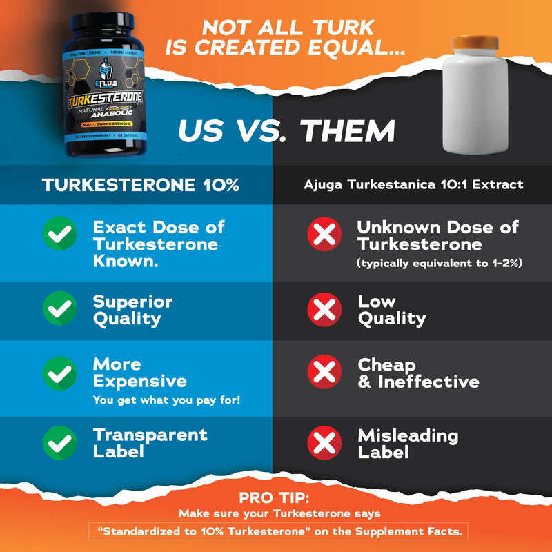 eFlow Nutrition Turkesterone Supplement for Men [Highest Purity] + Cyclodextrin for High Absorption - Increase Stamina, Lean Muscle Growth & Recovery, Boosts Drive - 3rd Party Tested (60 Capsules)
