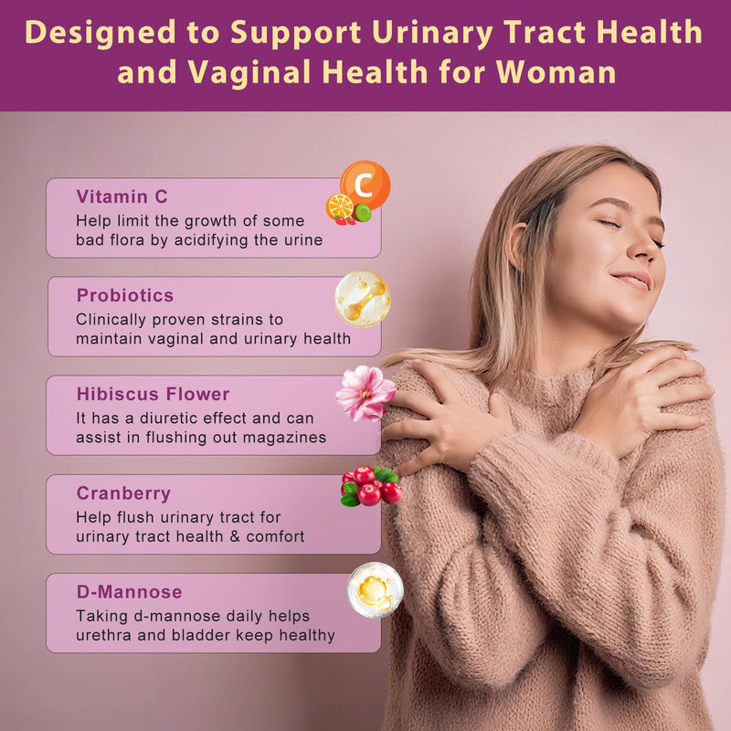 DRFOSTER Urinary Tract Health for Women, Vaginal Probiotics for Women pH Balance with D-Mannose, Cranberry, Probiotics and Prebiotics for Digestive Helath 90 Veggie Capsules 90 Capsules - BeesActive Australia