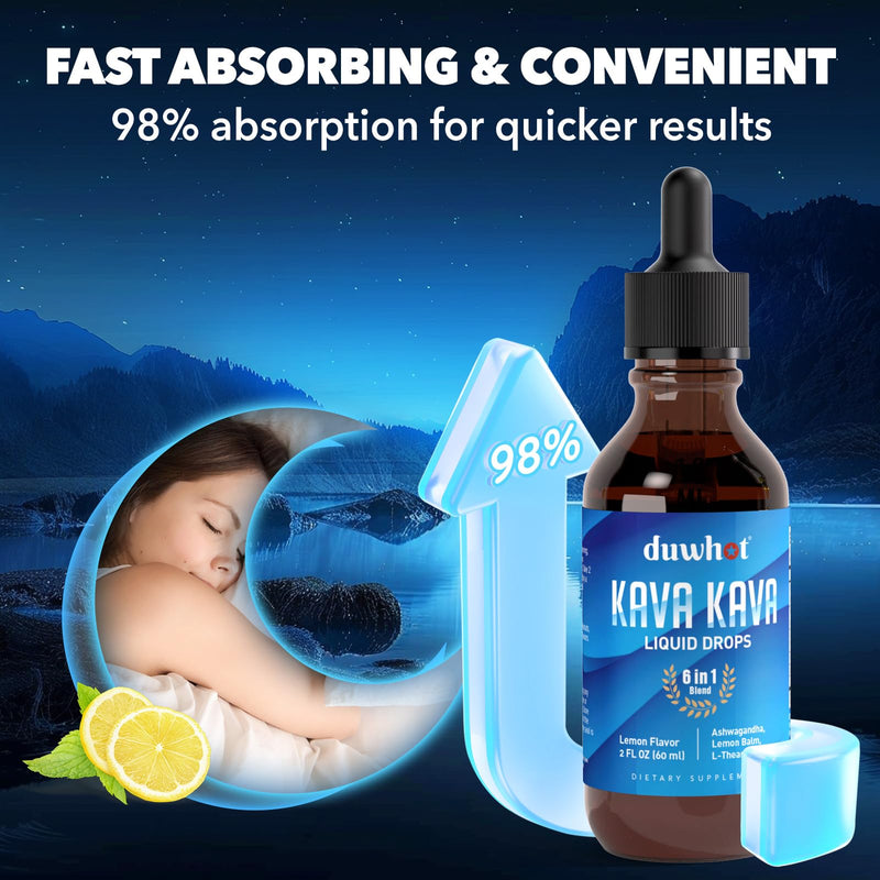 Kava Kava Extract Liquid Drops with Ashwagandha Lemon Balm L-Theanine, High Potency Kava Root Extract Tincture Supplement for Relaxation, 2 Fl Oz - BeesActive Australia