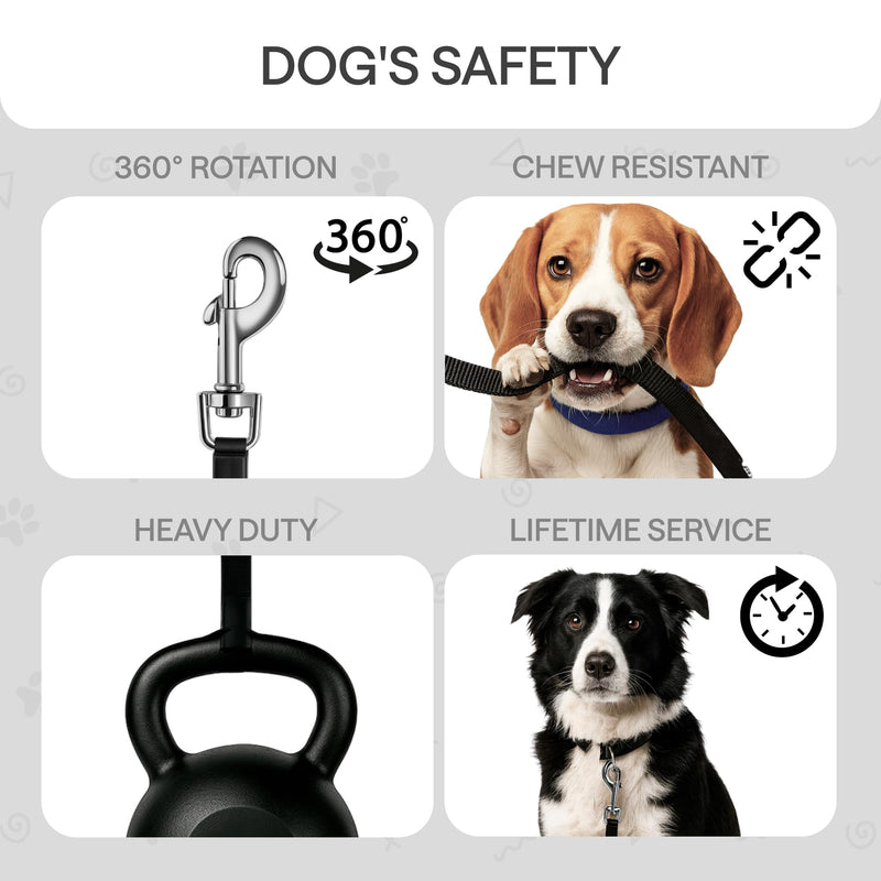 Retractable Dog Leash for Small Dogs up to 33 lbs – 10ft Long Hands Free Lead for Dogs – Reflective Heavy Duty Puppy Leash and Waist Dog Leashes for Training, Running, Outside – Correa para Perros Small Dogs (0-33 lbs) Black Reflective