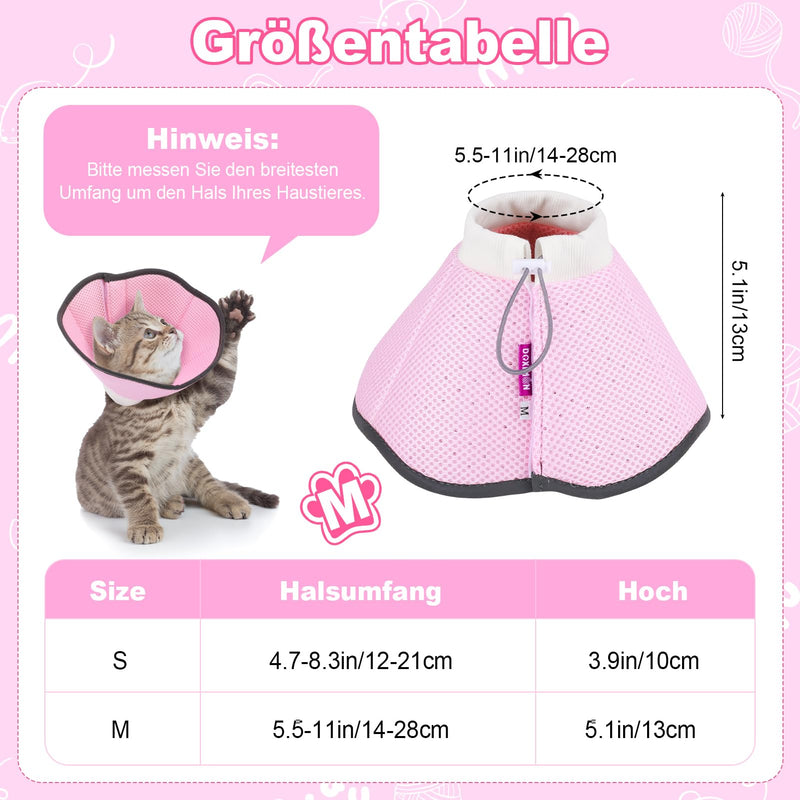 Lvefyti Cat Neck Collar, Foldable Protective Cat Collar, Adjustable Soft Cat Collar Cone, Recovery Collar for Cats Small Dogs After Surgery and Injuries (Pink M) Pink - BeesActive Australia