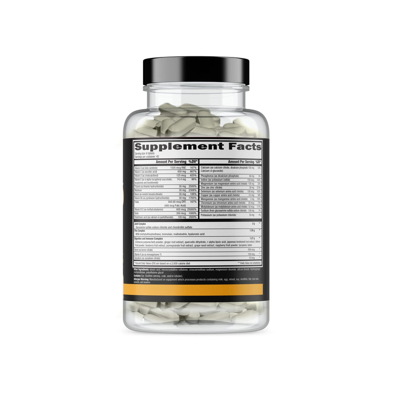 CONTROLLED LABS Orange Triad, Multivitamin/Joint/Digestion/Immune, 45 Serv | Daily Supplement, Vitamin A, B6, B12, C, D, Iron Free Sports Vitamin, Supports Joints, Digestion, Immune Function, Magnesium 270 Count (Pack of 1)
