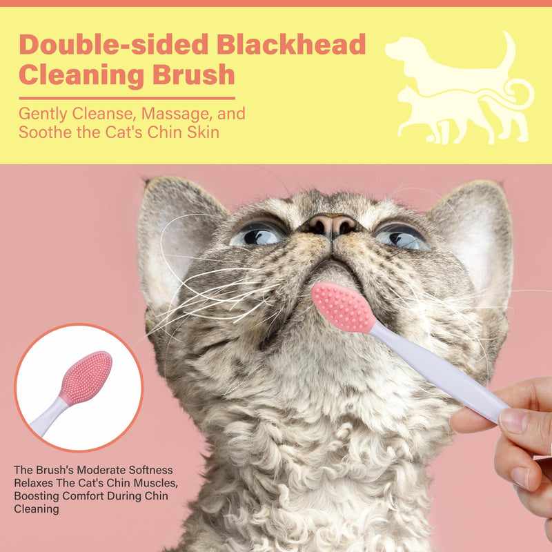 Cat Chin Care Kit: Blackhead Cleanser & Clean Brush Combo - Gentle Skincare for Feline Chin Acne Relief & Clearer Skin, 2.03(fl oz) - BeesActive Australia