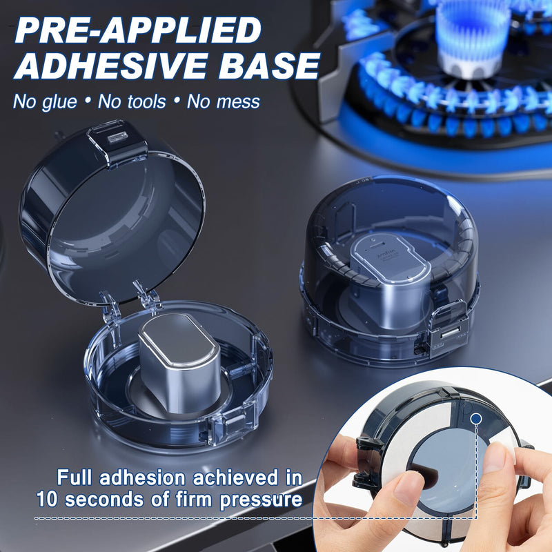 6-Pack Stove Knob Safety Covers - Gas Oven Knob Locks for Diameter Under 2.7 inch, Heat Resistant & Adhesive Base (Black) Black - BeesActive Australia
