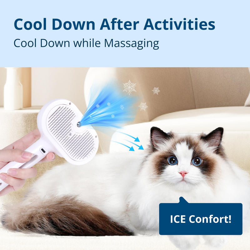 Spray Cat Brush for Shedding,Pet Grooming Brush/Self-Cleaning Wet Cat Comb with USB Rechargeable & Water Tank,Suitable for Dogs,Cats to Reduces Flying Hair,Remove Tangled & Loose Hair(White) - BeesActive Australia
