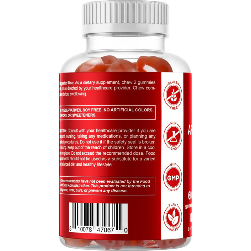 Vitamatic Apple Cider Vinegar Gummies 1000 mg Per Serving, 60 Vegan Gummies | Pectin Based, Support Weight Loss*, Energy Boost*, Digestion & Gut health*, Gluten Free, Non GMO 60 Count (Pack of 1)