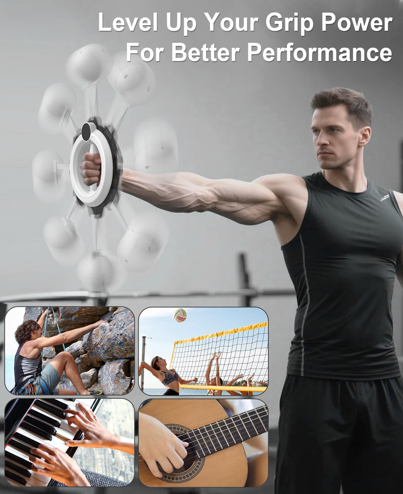 Arm Workout for Men and Women, 360° Hand-Crank Forearm Trainer, Chest Trainer,Shoulders and Arm Muscle Training Fitness Equipment, Home Workout Equipment and Gym Workouts White