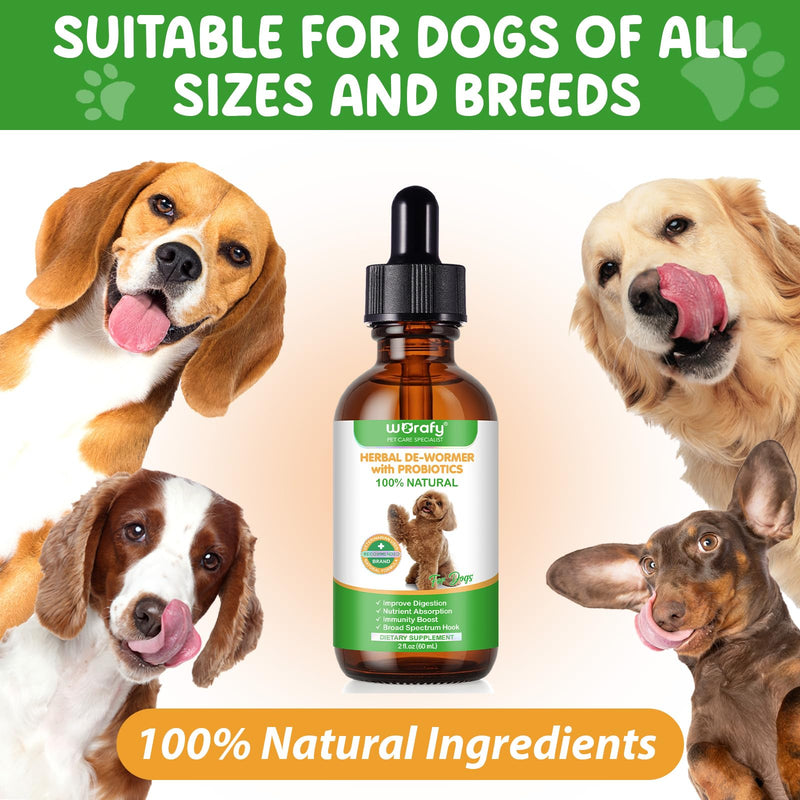 Dog Worming Gut Health Supplement Drops with Probiotics - 60ml, 100% Natural Support for Digestive & Immune Health, Aids Nutrient Absorption & Intestinal Parasite Prevention (via Gut Care)