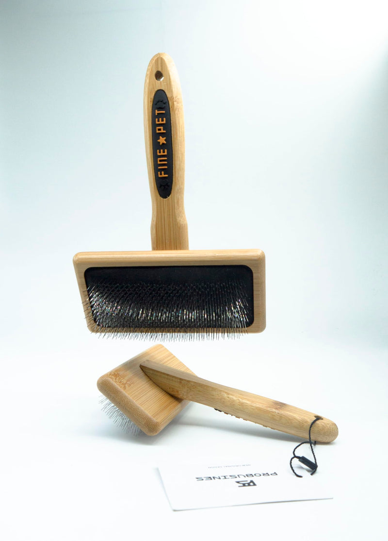 PROBUSINES-Pet Grooming Bamboo Comb Premium Carbonized Bamboo Drip Plastic Handle with Professional Stainless Steel Bent Needle Pins for Dogs and Cats Pet Bruch (large) - BeesActive Australia